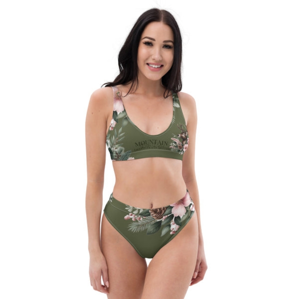 Deep Forest Green Recycled high-waisted bikini - Picture 3 of 8